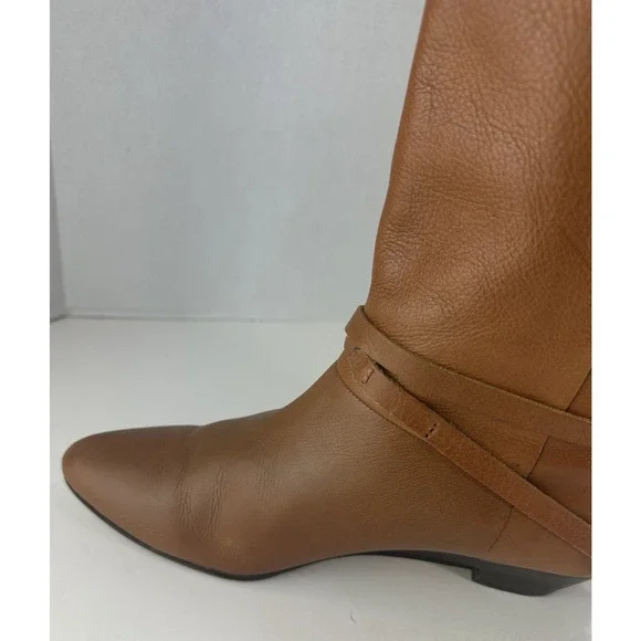 Frye Mid Calf Leather Boots Pull On Harness Strappy Brown Women's 8.5 M 37444 - Picture 10 of 16